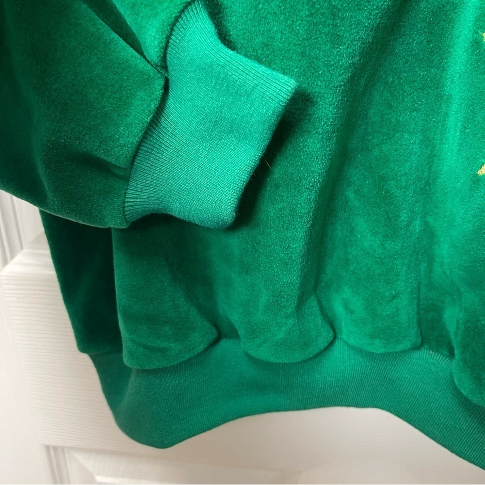 Neiman Marcus Vintage Green Velour Sweatshirt quarter zip Size XL Embroidered - Picture 2 of 16